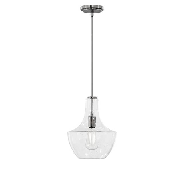 Bralee 1-Light 9.88 in. Brushed Nickel Plug and Play Pendant with SkyPlug