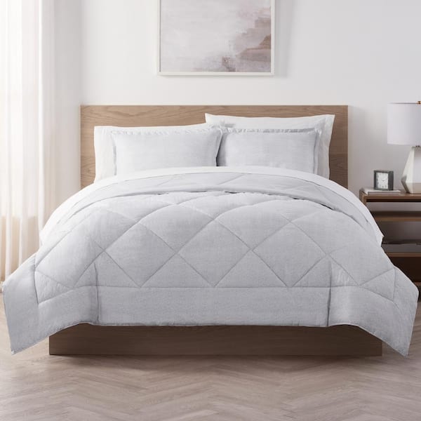 Serta Supersoft 7-Piece Light Grey Solid Polyester Full Cooling Bed in a Bag Set