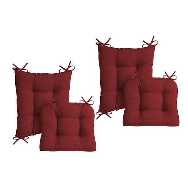 ARDEN Plush Indoor/Outdoor Rocking Chair Cushion Set, 2-Pack, Tufted Cushion for Rocking Chairs Ruby Red Leala
