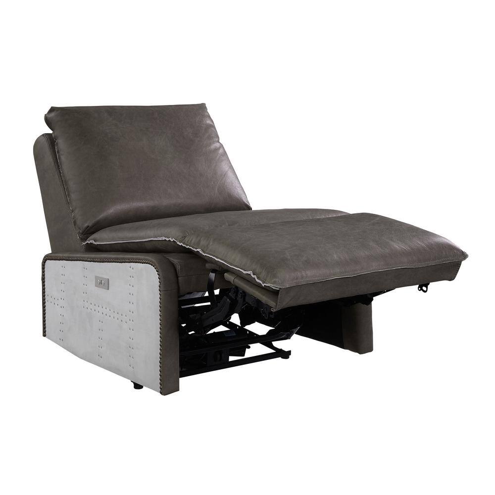 Metier Gray Top Grain Leather & Aluminum Swivel Recliner