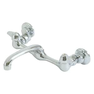 6 in. 2-Handle Wall-Mount Adjustable Commercial Utility Faucet in Chrome
