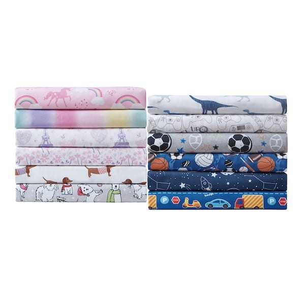 alex + bella DINO CHAMBRAY BLUE BRUSHED SOFT MICROFIBER 4 PC KIDS SHEET SET - FULL