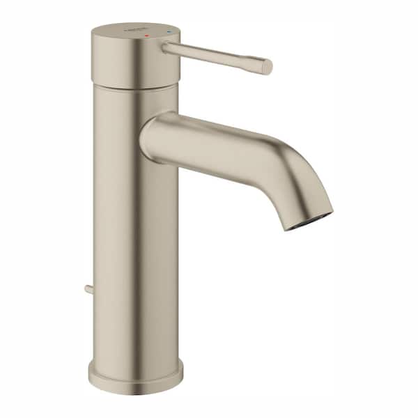 GROHE Essence New Single Hole Single-Handle 1.2 GPM Mid-Arc Bathroom Faucet in Brushed Nickel Infinity
