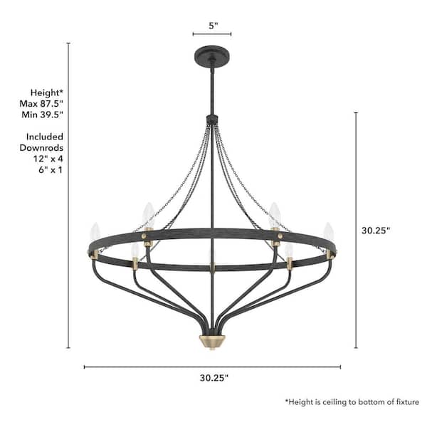 Hunter Merlin 7-Light Rustic Iron Wagon Wheel Chandelier