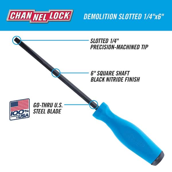 Channellock Demolition Slotted 1/4 in. x 6 in. Slotted Screwdriver
