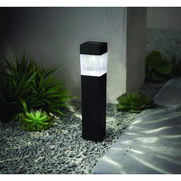 Hampton Bay Solar Black Outdoor LED 8 Lumens Landscape Bollard Light