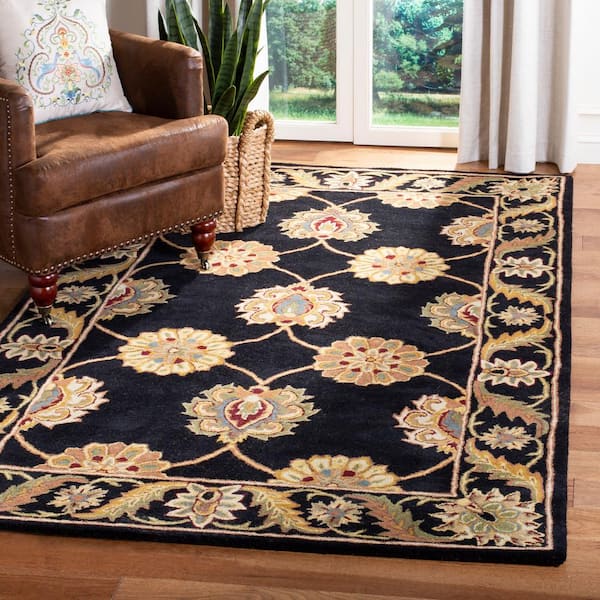 Heritage Black Doormat 2 ft. x 4 ft. Border Area Rug