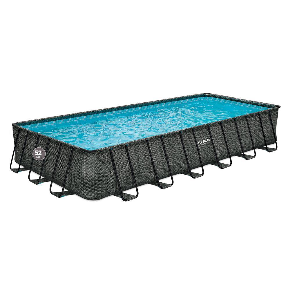 Funsicle 24-Foot Gray Rectangular Above Ground Pool with Filter and Ladder