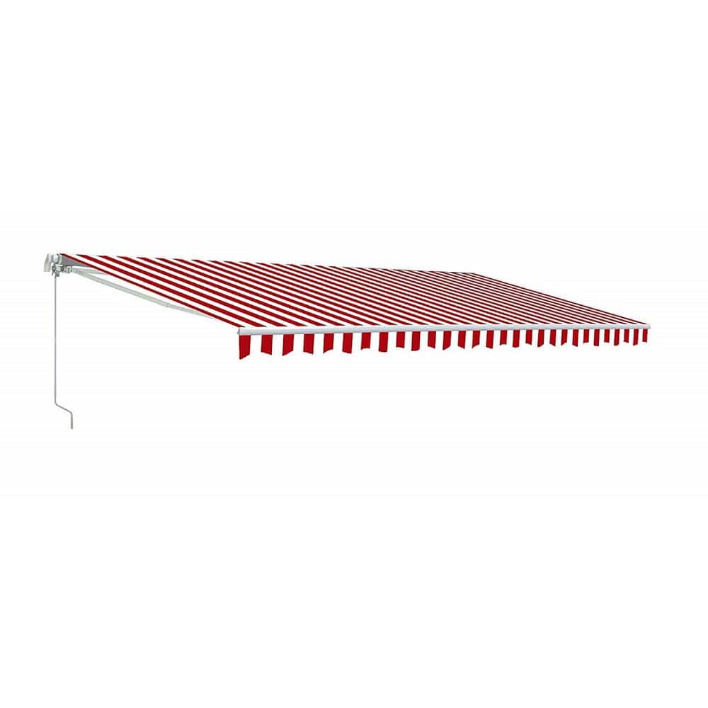 ALEKO 16 ft. Motorized Retractable Awning (120 in. Projection) in Red and White Stripes, Red and White Striped -  AWM16X10REDWHST