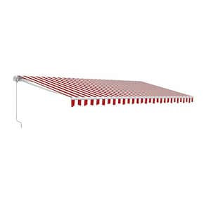 16 ft. Motorized Retractable Awning (120 in. Projection) in Red and White Stripes