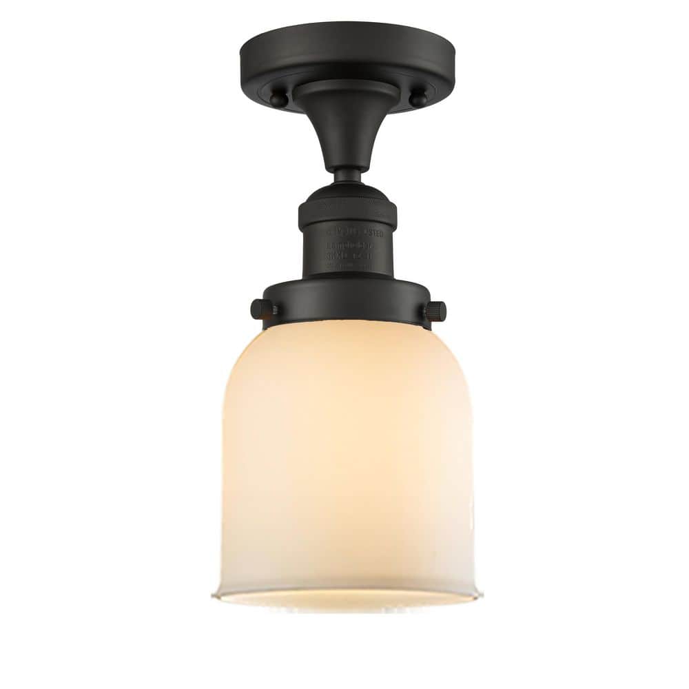 Bell 5 in. 1-Light Oil Rubbed Bronze Industrial Semi-Flush Mount with Frosted Glass Shade price history on PriceWatchPro
