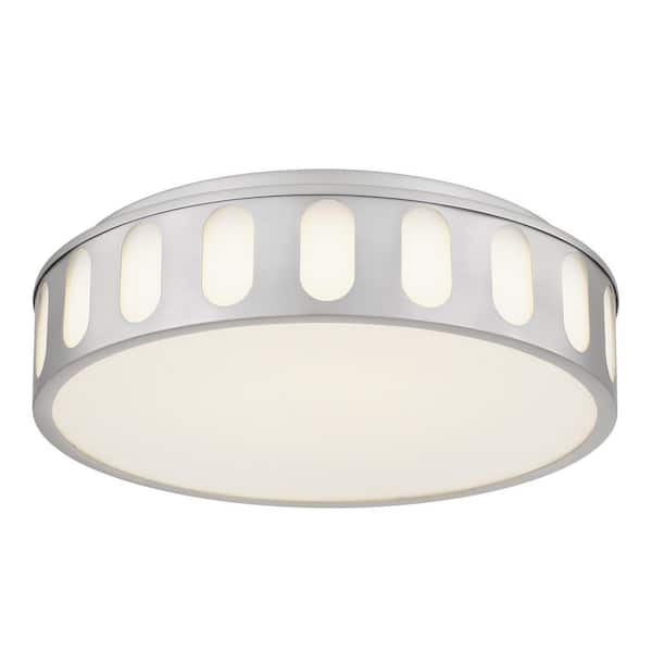 BRIXON Opera 15.15 in. Brushed Nickel 5-CCT LED Flush Mount with Frosted Shade