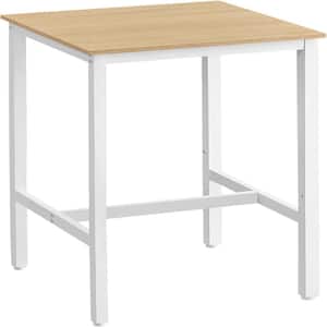 Modern Beige White Square Metal Dining Table