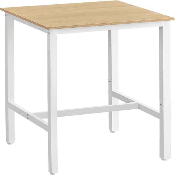 ITOPFOX Modern Beige White Square Metal Dining Table