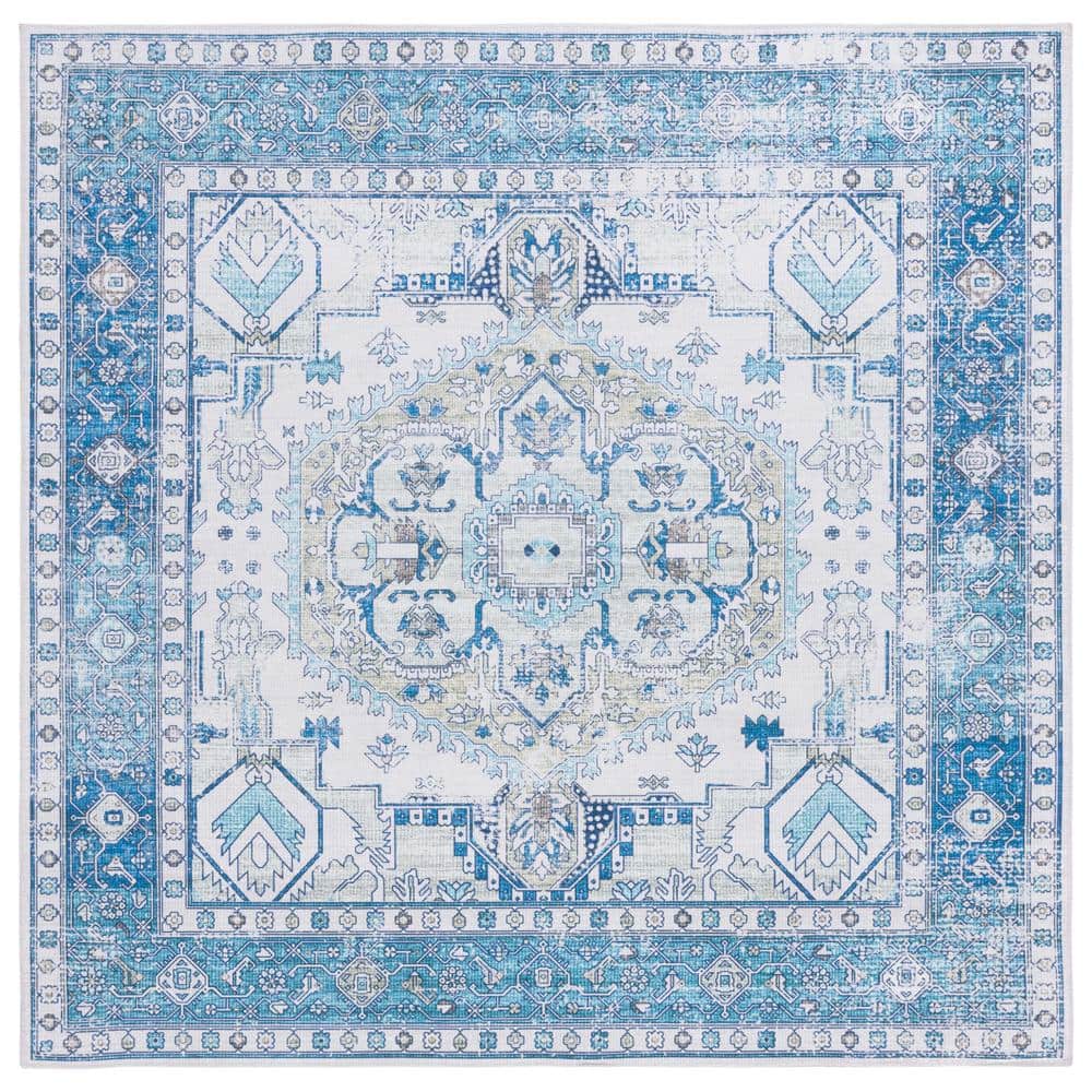 SAFAVIEH Arizona Beige/Blue 6 ft. x 6 ft. Machine Washable Traditional