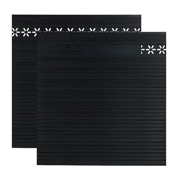 mondaria Durable Outdoor 5.9 ft. H x 5.9 ft. W Black Yard Composite Fence Panels Carved Hollow Privacy Panel (2 Sets)