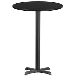 Black Laminate Wood Table Top Pedestal Base Bar Height Dining Table Seats 2