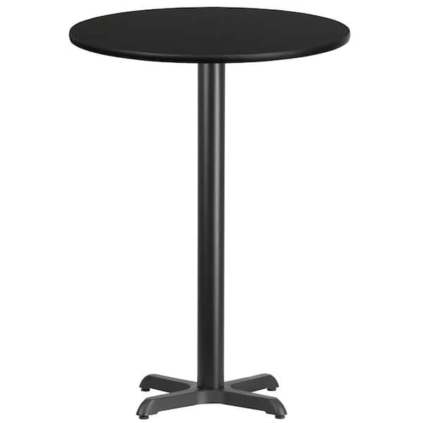 Carnegy Avenue Black Laminate Wood Table Top Pedestal Base Bar Height Dining Table Seats 2