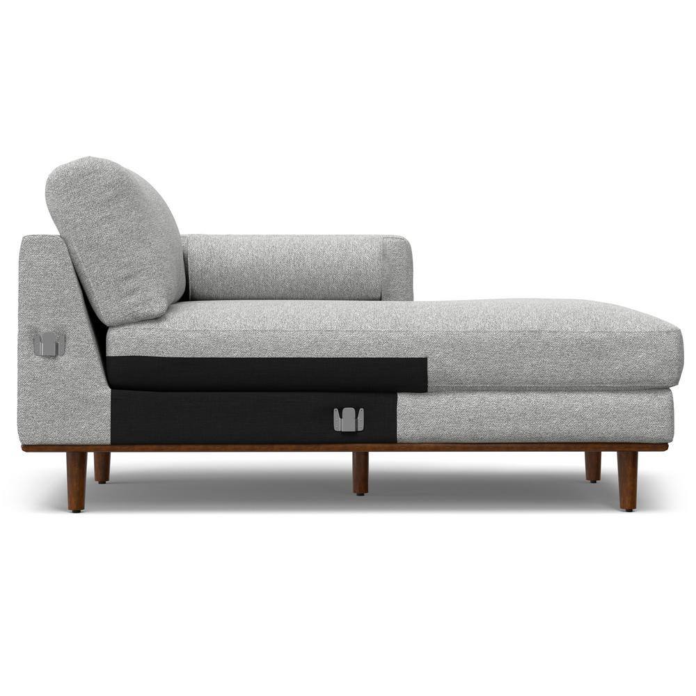 Mist Grey Woven-Blend Fabric Right Sectional Sofa with Chaise