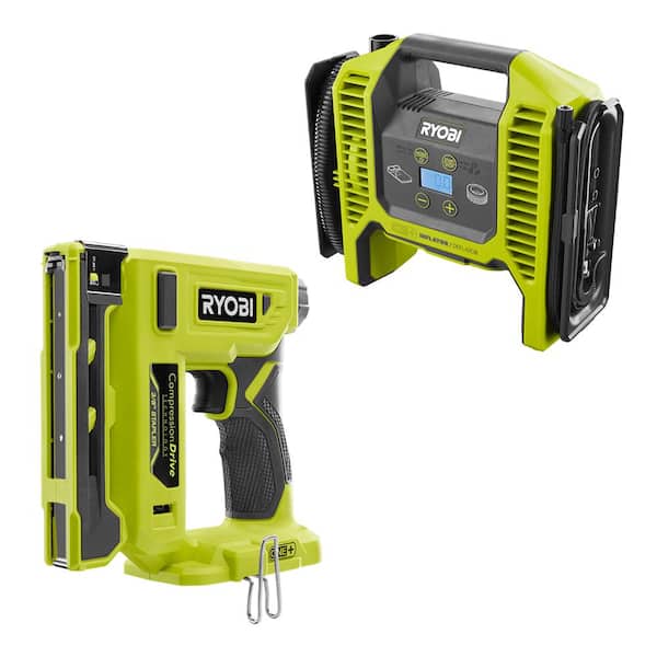 RYOBI ONE+ 18V Cordless Inflator/Deflator and 3/8 in. Crown Stapler (Tools Only)