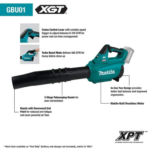 Makita GBU01M1 40-Volt max XGT Brushless Cordless Blower Kit (4.0Ah) - 3