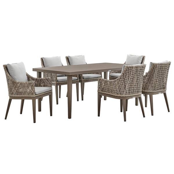Armen Living Silvana Gray 7Piece Aluminum Outdoor Dining Set with Grey