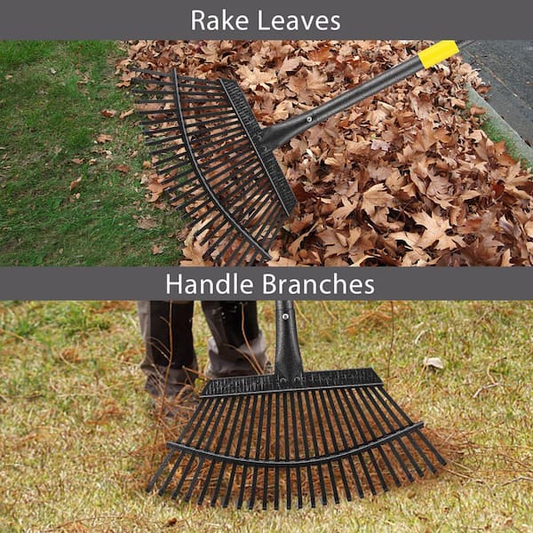 Long Wide Rake Yard Tools Adjustable Metal Leaf Rake - 65 Inch Long, 18 Inch Wide ...