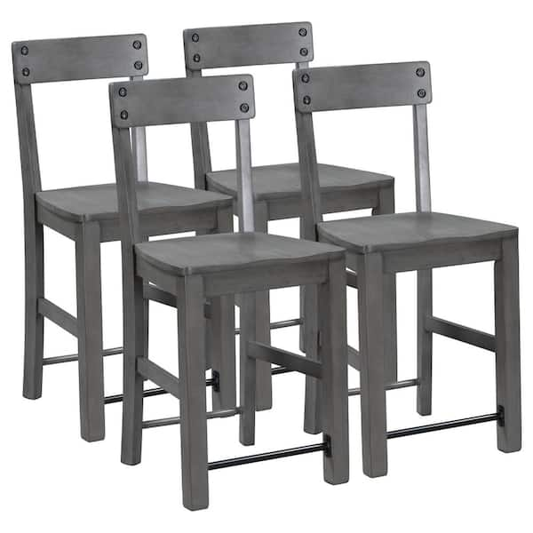 URTR 5-Piece Kitchen Counter Height Table Dining Set, Wood Top and Metal  Frame Bar Table with 4 Chairs, Dark Brown T-01236-P - The Home Depot