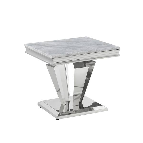 Best Master Furniture Crownie 23.5 in. L Silver Square Faux Marble End ...