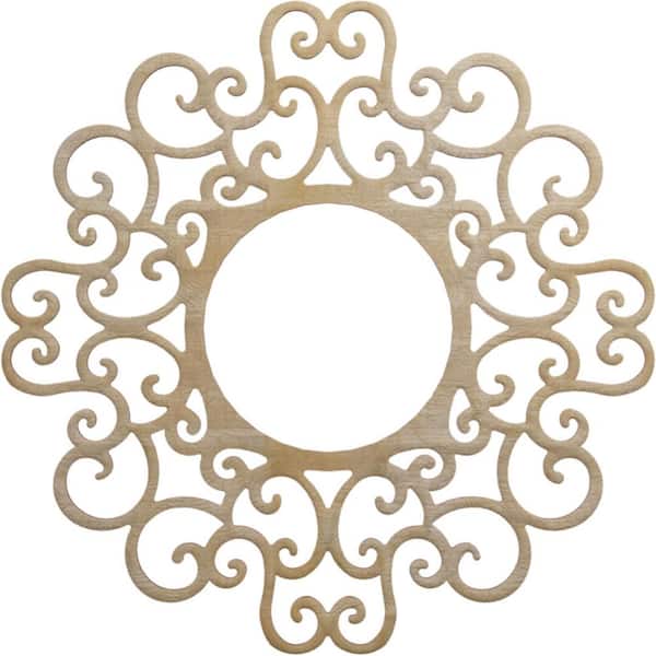 Ekena Millwork 24 in. x 24 in. x 1/4 in. Reims Wood Fretwork Pierced Ceiling Medallion, Birch