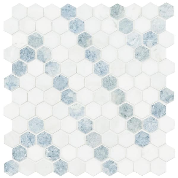 MSI Azula Sazi 11 in. x 14 in. x 0.39 in. Polished Marble Mesh-Mounted Mosaic Floor and Wall Tile (10.4 sq. ft./Case)