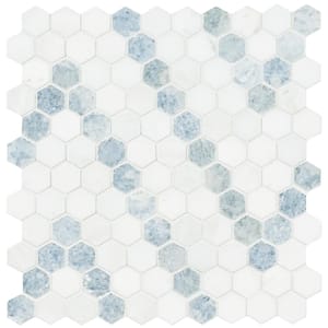 Azula Sazi 11 in. x 14 in. Polished Marble Mesh-Mounted Mosaic Tile (10.4 sq. ft./Case)