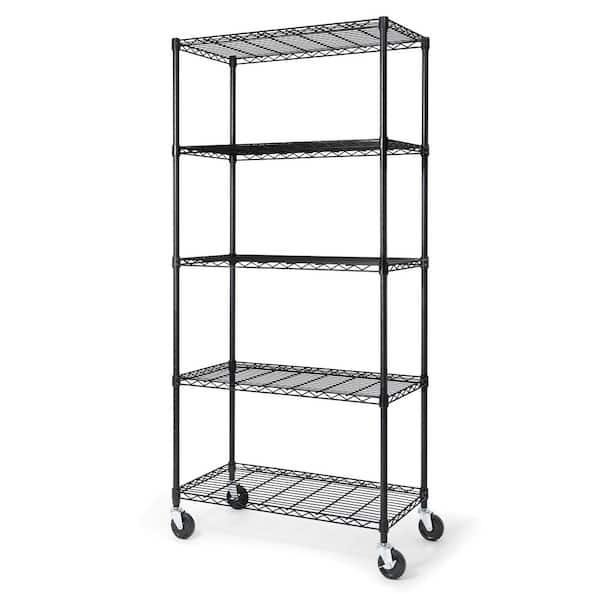 Black 5-Tier Adjustable Welded Steel Heavy Duty Garage Storage Unit Shelving (36 in. W x 72 in. H x 18 in. D)