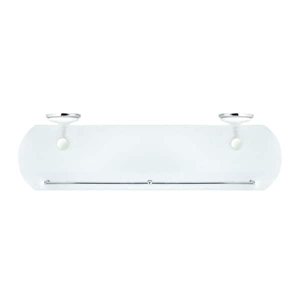 Arora 20 in. W Frosted Glass Shelf with Rail in White Porcelain and Polished Chrome Arora 20 in. W Frosted Glass Shelf with Rail in White Porcelain and Polished Chrome