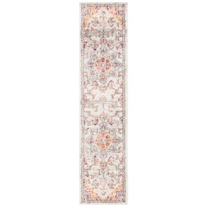 Madison Beige/Orange 2 ft. x 16 ft. Border Geometric Floral Medallion Runner Rug