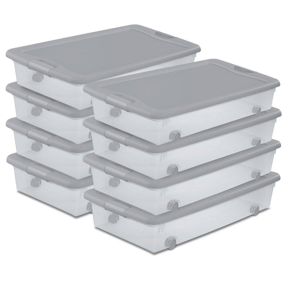 56 qt. Wheeled Under Bed Storage Container, Plastic Bin, Silver (8-Pack) price history on PriceWatchPro