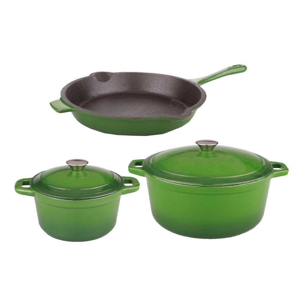 BergHOFF Neo 5Piece Cast Iron Cookware Set in Green 2215304 The Home