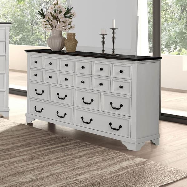 Furniture of America Kento White and Dark Brown 8-Drawer 64