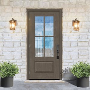 Regency 36 in. x 80 in. 3/4 Lite 4 SDL Oasis Decorative Glass RHOS Prefinished Ashwood Fiberglass Prehung Front Door