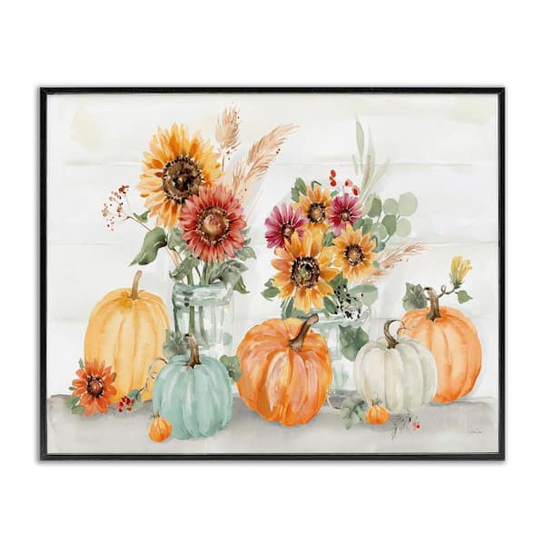Stupell Industries Autumn Ramble Country Bouquets by Katrina Pete Black Framed Graphic Nature Art Print 30 in. x 24 in.