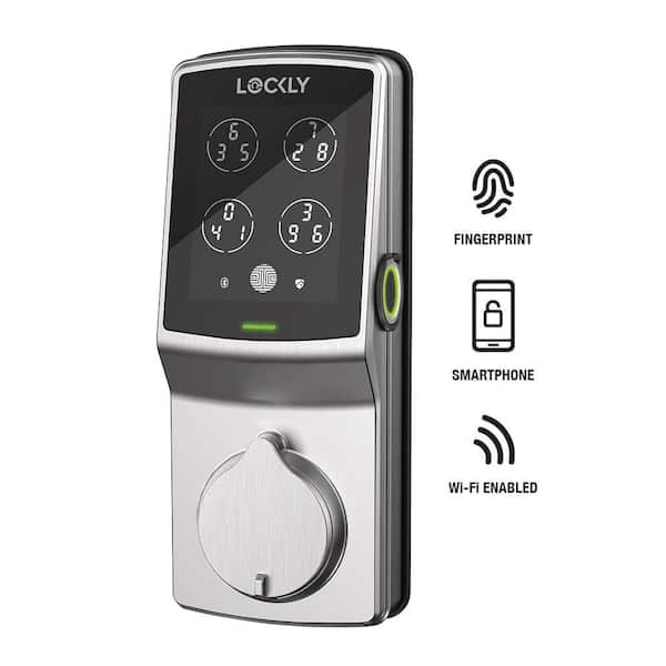 Lockly Secure Pro Satin Nickel Deadbolt WiFi Smart Lock with 3D