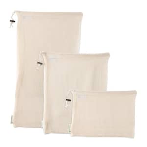 Natural Cotton Eco Reusable Mesh Produce Bags (3 Pack)