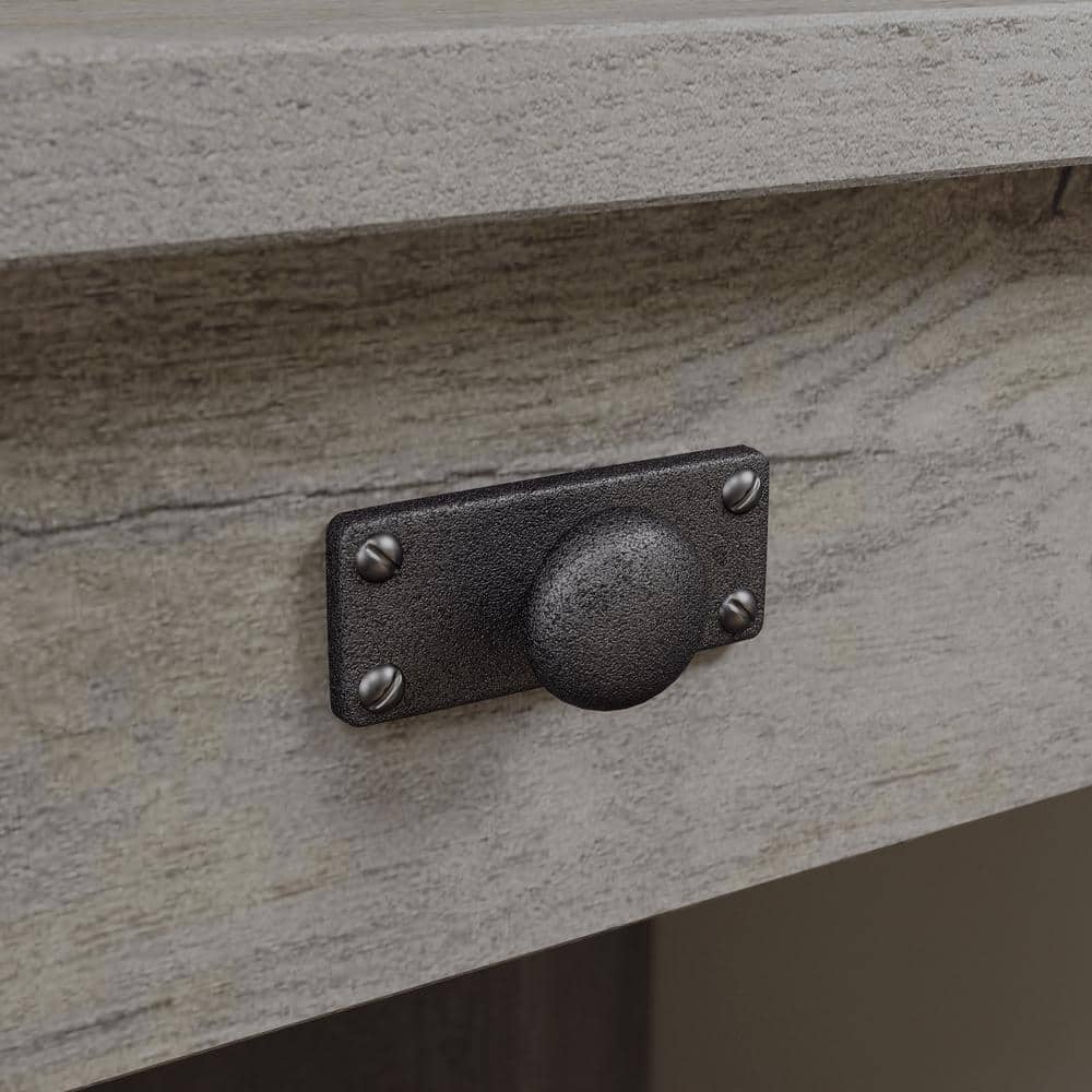 Mystic Oak Gray Corner Desk with Drawer and Keyboard Tray