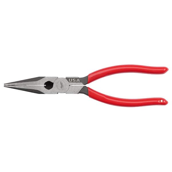 8 in. Long Needle Nose Pliers with Fish Tape Puller and Dipped Grip