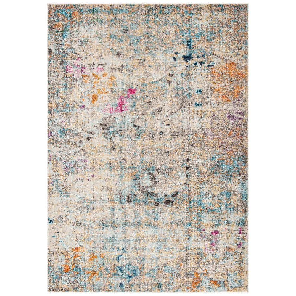 SAFAVIEH Madison Candelario Abstract Polka Dots Area Rug  Grey/Gold  8ft x 10ft 