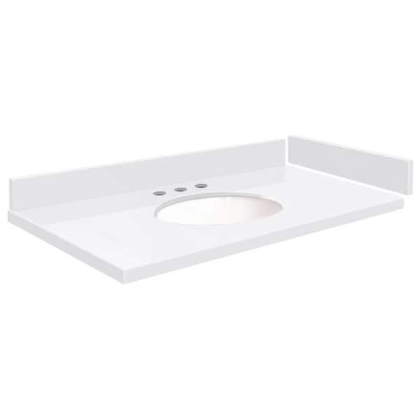 Transolid Silestone 31 in. W x 22.25 in. D Qt. White Round Single Sink Vanity Top in Miami White