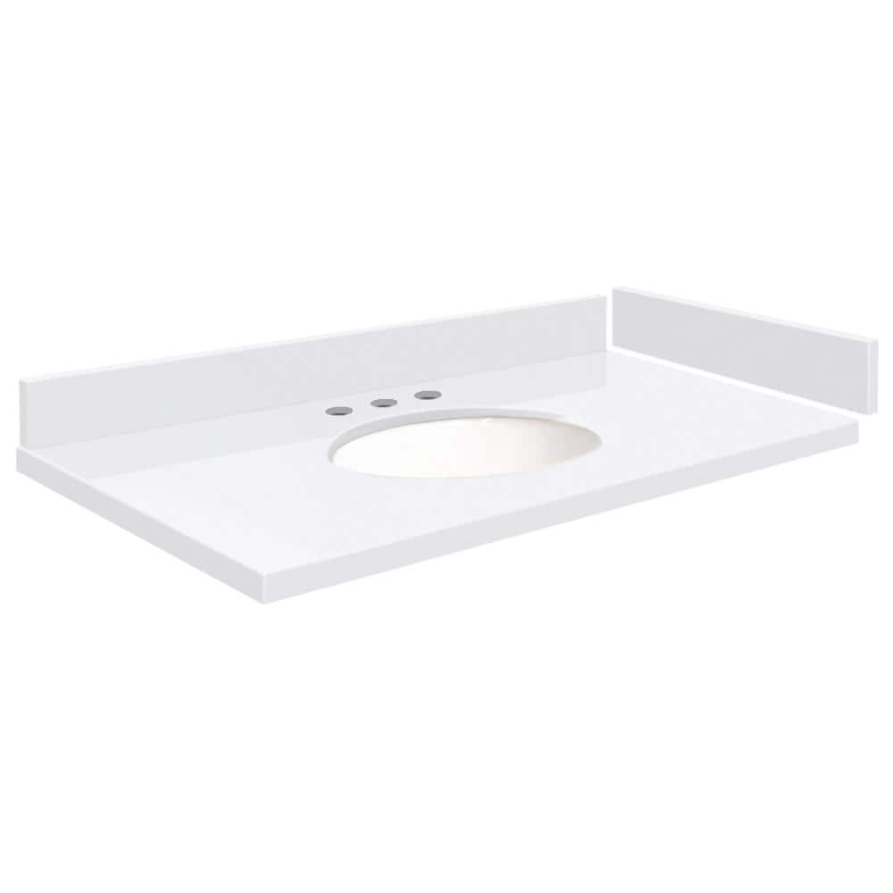 Silestone 34.5 in. W x 22.25 in. D Quartz White Round Single Sink Vanity Top in Miami White price history on PriceWatchPro