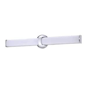 ORACLE 30 in. 1 Light Chrome, White LED Vanity Light Bar with White Acrylic Shade