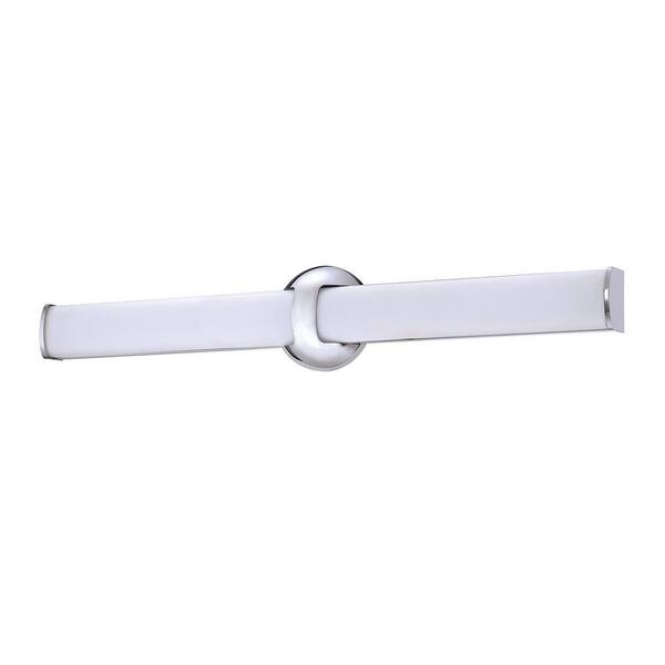 Kendal Lighting ORACLE 30 in. 1 Light Chrome, White LED Vanity Light Bar with White Acrylic Shade