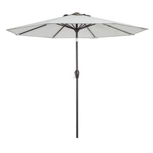 9 ft. Market Push Button Patio Umbrella in Grey